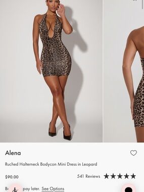 Oh Polly Alena Leopard Halterneck Mini Dress - Brown/Black